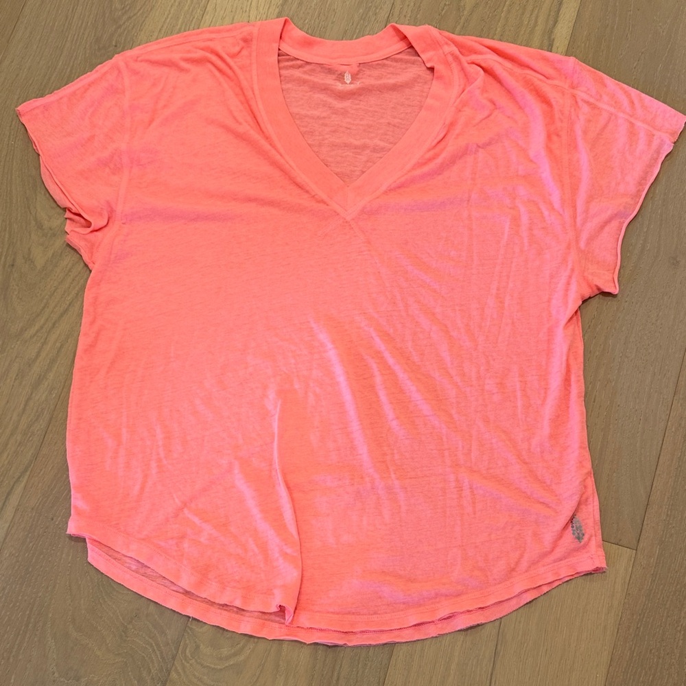 Vibrant Coral V-Neck Women's Tee